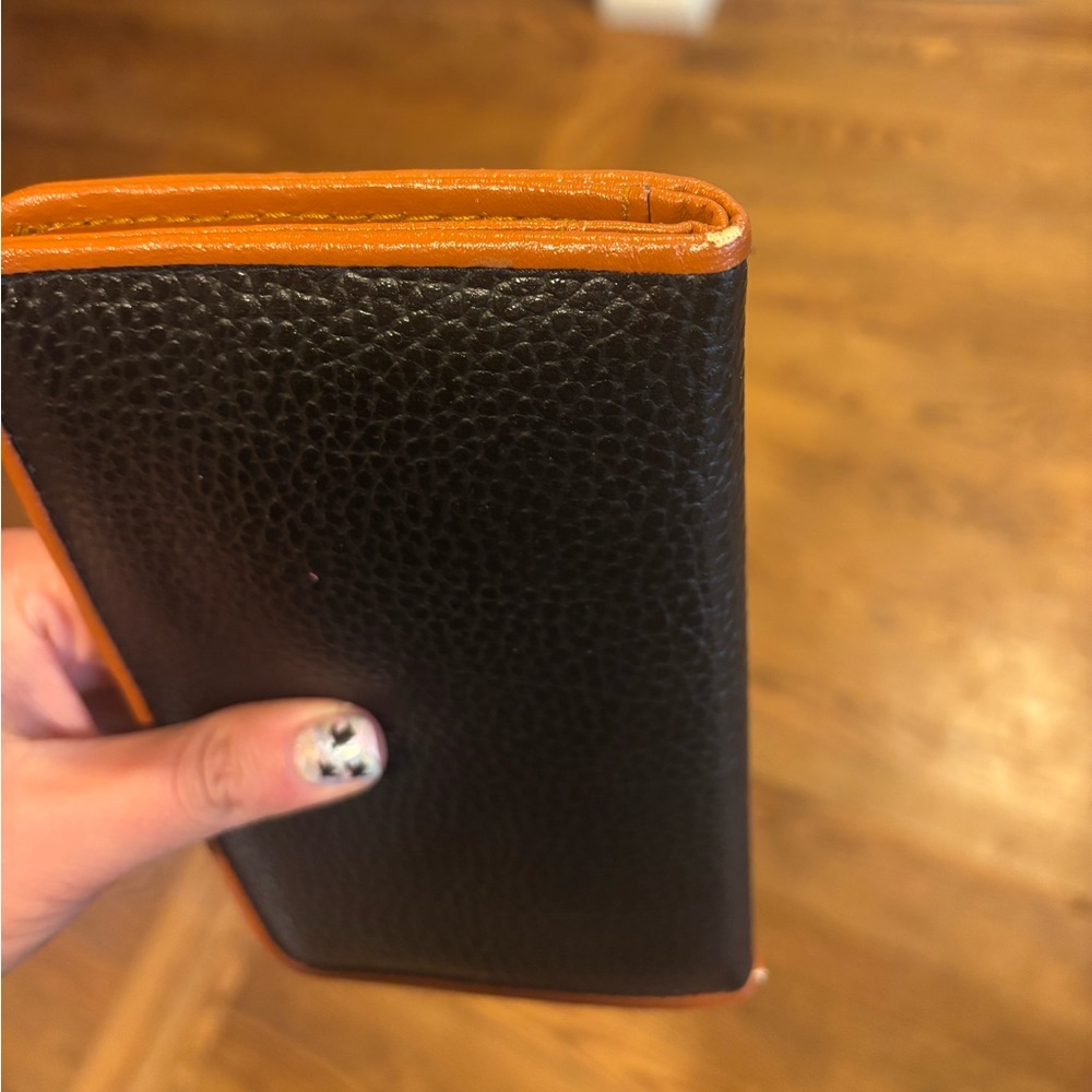 Dooney & Bourke Black and Orange Leather Wallet - Picture 3 of 6
